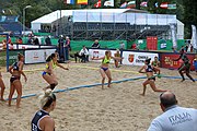 Deutsch: Beachhandball Europameisterschaften 2019 (Beach handball Euro); Tag 3: 4. Juli 2019 – Frauen, Hauptrunde Gruppe II, Ukraine-Italien 2:0 (20:16, 20:16) English: Beach handball Euro; Day 3: 4 July 2019 – Women Main Round Group II – Ukraine-Italy 2:0 (20:16, 20:16)