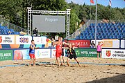 Deutsch: Beachhandball Europameisterschaften 2019 (Beach handball Euro); Tag 1: 2. Juli 2019 – Männer, Vorrunde Gruppe D, Polen-Schweden 2:1 (18:10, 15:9; 8:6) English: Beach handball Euro; Day 1: 2 July 2019 – Men Preliminary Round Group D – Poland-Sweden 2:1 (18:10, 15:9; 8:6)