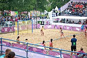 Deutsch: Beachhandball bei den Olympischen Jugendspielen 2018; Tag 6, 12. Oktober 2018; Mädchen, Hauptrundenspiel – Chinesisch Taipei (Taiwan)-Paraguay 0:2 English: Beach handball at the 2018 Summer Youth Olympics at 12 October 2018 – Girls Main Round – Chinese Taipei (Taiwan)-Paraguay 0:2