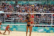 Deutsch: Beachvolleyball bei den Olympischen Jugendspielen 2018; Tag 11, 17. Oktober 2018; Mädchen, Finale – Italien (Claudia Scampoli & Nicol Bertozzi)- Russland (Maria Woronina & Maria Botscharow) 0:2 (19–21/19–21) English: Beach volleyball at the 2018 Summer Youth Olympics at 17 October 2018 – Girls Final – Italy (Claudia Scampoli & Nicol Bertozzi) - Russia (Maria Voronina & Maria Bocharova) 0:2 (19–21/19–21)