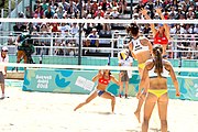 Deutsch: Beachvolleyball bei den Olympischen Jugendspielen 2018; Tag 9, 15. Oktober 2018; Mädchen, Viertelfinale: Puerto Rico-Russland 0–2 (12–21/10–21) English: Beach volleyball at the 2018 Summer Youth Olympics at 15 October 2018 – Girls Quarterfinals: Puerto Rico-Russia 0–2 (12–21/10–21)