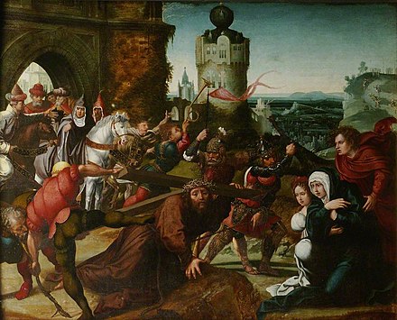 Bernard van Orley's Christ Falls, with the Cross, before a City Gate, which hangs in the chapel