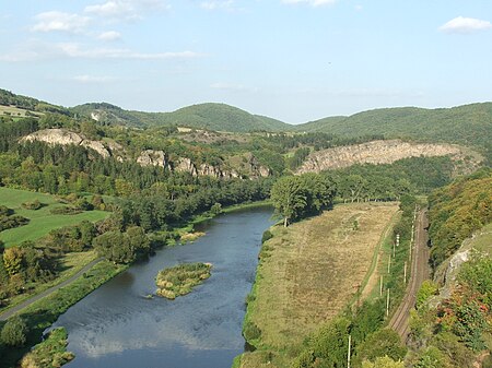 Berounka flowing through Czech Karst near Tetín