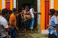 Devotees come out temple during Bhandar Loot Bhandar Loot 30.jpg