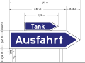 Bild 3 Pfeilschild „Ausfahrt“ mit Zusatzschild „Tank“