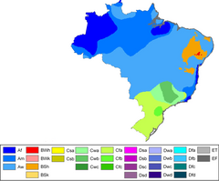 Köppen mapo de Brazilo