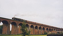 Britannia on a charter train on Whalley Viaduct in 1994