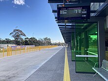 The station platform is equipped with real-time information displays Bulleen Park and Ride platform with information display.jpg