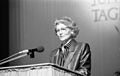 Margot Honecker, als DDR-minister van Onderwijs, sprekend in Potsdam een ​​jaar voor de gebeurtenissen van 1989.