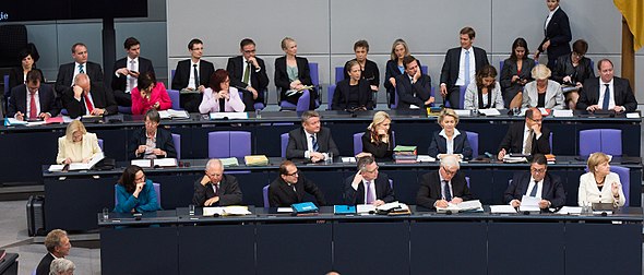 Third Merkel cabinet in the Bundestag, 2014 Bundesregierung (Tobias Koch).jpg