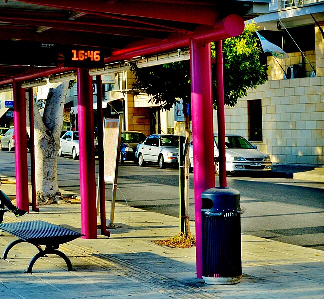 File:Bus station electronic board Nicosia Republic of Cyprus Kypros.jpg