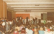 Bronze Boot pep rally (1984) CAN-Ont-Wallaceburg WDSS cafeteria 1984.jpg