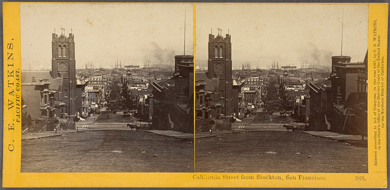 File:California Street from Stockton, San Francisco, by Watkins, Carleton E., 1829-1916.jpg