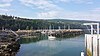 Marina of Cap-à-l'Aigle in 2014, protected by a high stone pier.