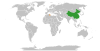 Location map for China and Tunisia.