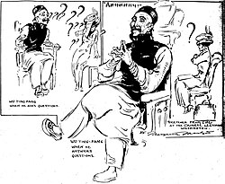 Journalist Marguerite Martyn illustrates her interview in Washington, D.C. with Wu Tingfang, retiring minister from China to the United States. From the St. Louis Post-Dispatch of October 24, 1909.