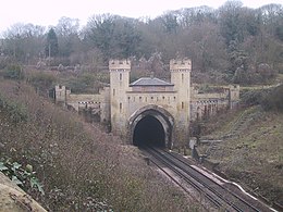 An 1861 train crash at the Clayton Tunnel entrance near Brighton in West Sussex (here seen from the north) may have inspired the story Clayton Tunnel.JPG