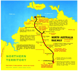 Commonwealth Kereta api leaflet di Australia Tengah Kereta api dan Utara Australia Kereta api -- peta dipotong ke NAR (di utara).png