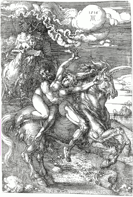 Albrecht Dürer, Abduction of Proserpine on a Unicorn (1516)
