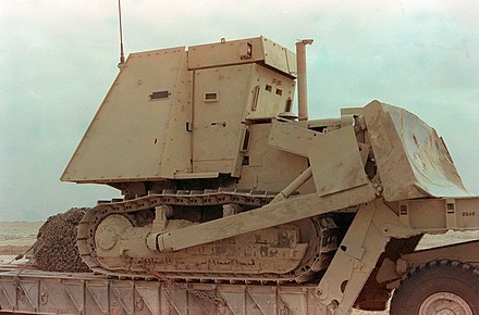 An armored bulldozer similar to the ones used in the attack