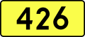 English: Sign of DW 426 with oficial font Drogowskaz and adequate dimensions.