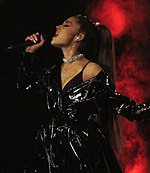 Ariana Grande performing during Dangerous Woman Tour in Manchester on February 19, 2017.