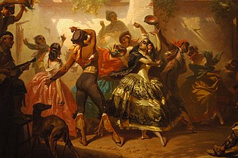 Eugène Giraud, Danse dans une posada de Grenade (1852), détail.