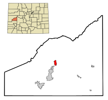 Delta County Colorado Incorporated og Unincorporated areas Cedaredge Highlighted.svg