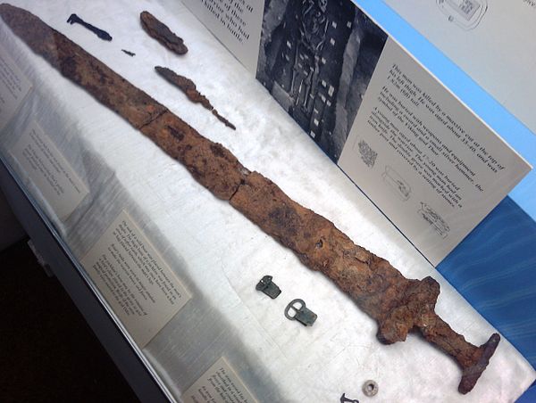 A sword of a Viking buried at Repton in Mercia. This sword is now in Derby Museum.