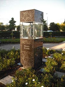 Peace Flame Monument, unveiled in May 2013 Derry Peace Flame.jpg
