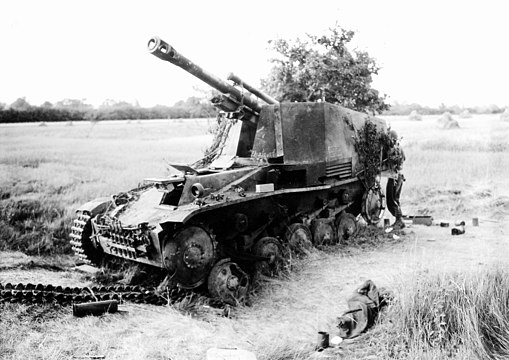 A Wespe destroyed in Normandy, 1944.