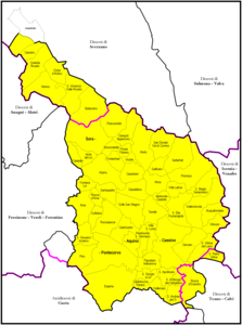 Kart over bispedømmet Sora-Cassino-Aquino-Pontecorvo