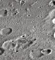 English: Dove lunar crater as seen from Earth with satellite craters labeled