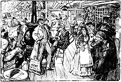 Image 11Fanciful drawing of a general store by Marguerite Martyn in the St. Louis Post-Dispatch on October 21, 1906. On the far left, a group of men share reading a newspaper. (from Newspaper)