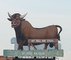 The second iteration of the snorting bull sign in May 2007 Durhambull.jpg