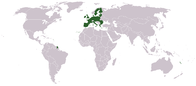 نقشه‌ای نشان‌دهنده کشورهای عضو اتحادیه اروپا در نقشه