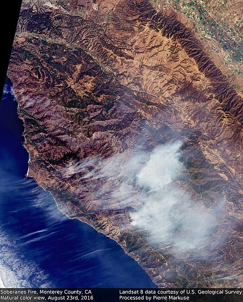 File:Earth from Space Soberanes Fire, Monterey County, CA, USA August 23rd (29100754952).jpg