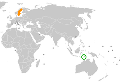 Location of East Timor and Sweden