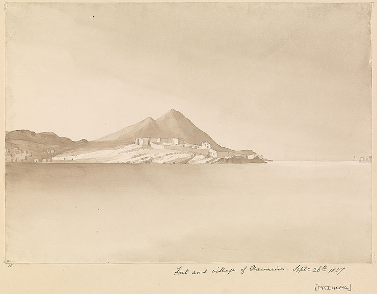 File:Edward Gennys Fanshawe, Fort and village of Navarino (Pylos), Septr. 26th 1857 (Greece).jpg