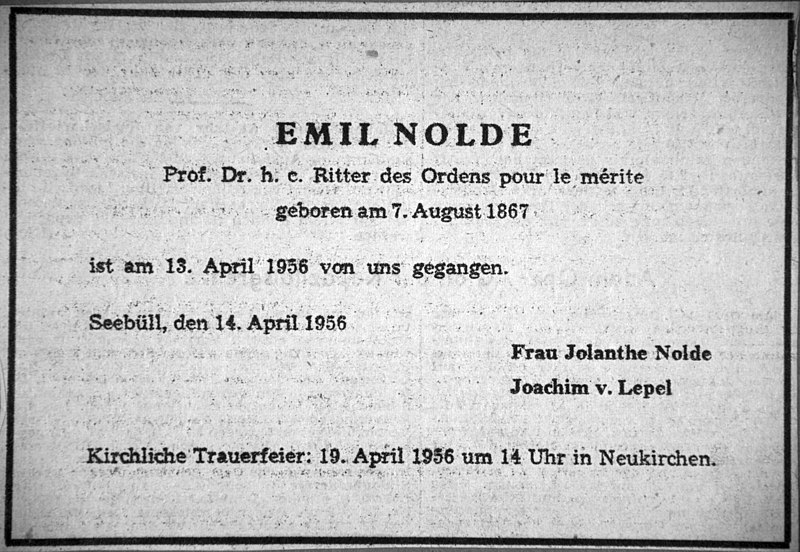 File:Emil-Nolde todesanzeige.jpg