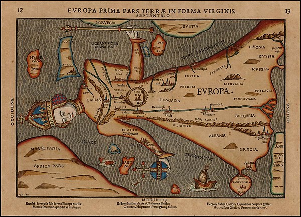 Depiction of Europa regina ('Queen Europe') in 1582