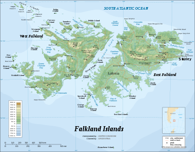Falkland Islands topographic map