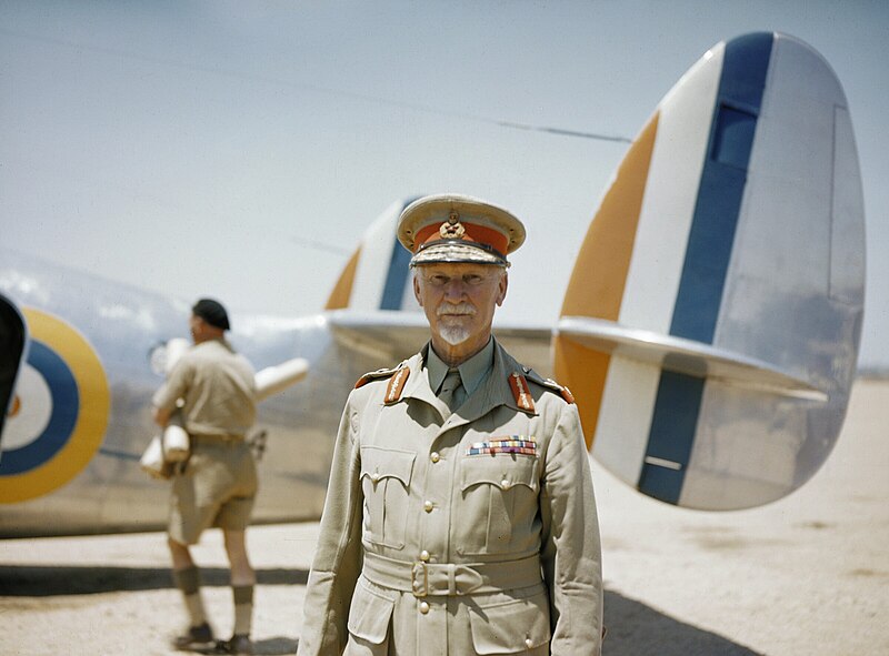 File:Field Marshal Jan Smuts, Prime Minister of the Union of South Africa, standing in front of SAAF Lockheed Lodestar TR5 aircraft no. 234.jpg