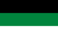 The flag of the Arabian Republican movement, a charged horizontal triband.