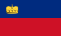 Lichtenštejnská vlajka (pro porovnáni, 1937/1957–1982, později upraven odstín červené barvy a upřesněna kresba knížecí koruny) Poměr stran: 3:5