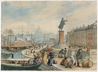 Gustav III. – Statue von Johan Tobias Sergel in Stockholm, Gemälde von Fritz von Dardel, 1860