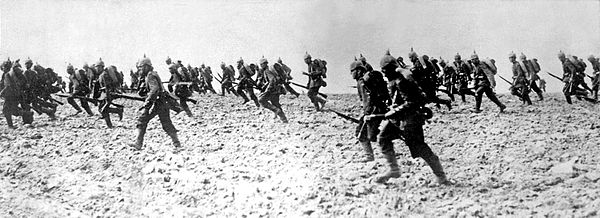 German infantry on the battlefield, 7 August 1914