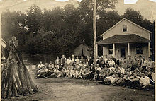 Gifford Pinchot and students at the Yale summer forestry camp, Milford, Pennsylvania, 1910 Gifford Pinchot visiting students at School of Forestry camp at Gray Towers.jpg