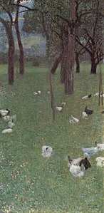 Garten mit Hühnern in St. Agatha (1899).