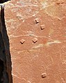 Halite salt casts in hematitic mudshale (Twist Gulch Formation, Middle Jurassic; float near small copper mine in Salina Canyon, Utah, USA) 8.jpg